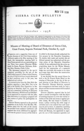 Sierra Club Bulletin 1938 Vol 23 No 5 October cover
